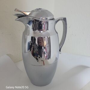 Vtg. Pampered Chef Chrome Carafe (Model #2291) Insulated Thermal Pitcher 42 Oz.